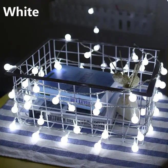 USB/Battery Powered LED Ball Wreath String Light Fairy Outdoor Light Birthday Wedding Home Festival Party Camping Light Decorati