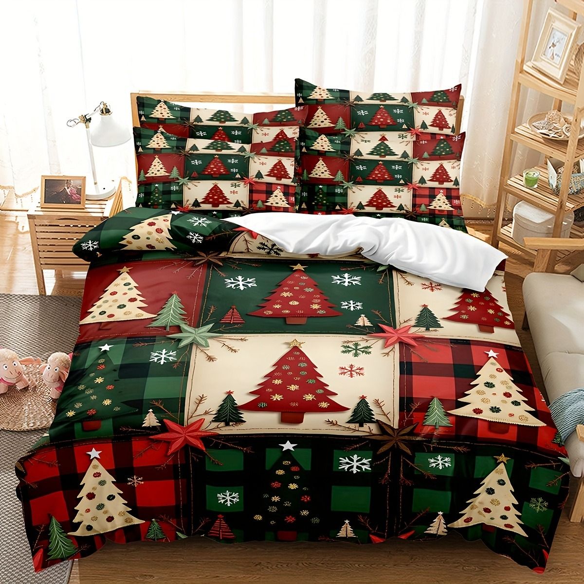 Conjunto de Roupa de Cama de NATAL Feliz, Capa de Edredom Impressa em 3D, Macio, para Cama de Solteiro e Casal, Conjunto de Cama de 2026, Presente de Natal, Decorações de Árvore para Casa