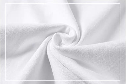 2PCS 100% Cotton Solid T Shirts Men's and Women's Short Sleeve White Tees Casual Breathable Loose Round Neck T-shirt Couple Tops