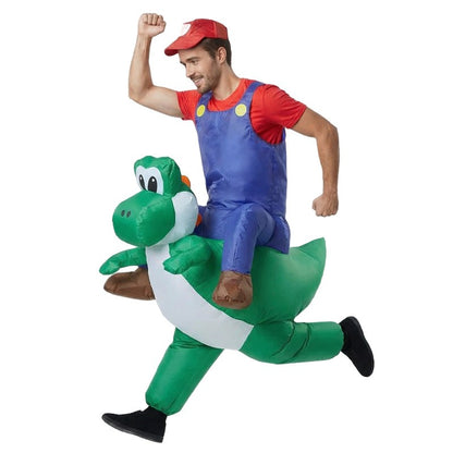 Adult Kids Plumber Costume Dinosaur Inflatable Suit Halloween Cosplay Party Performance Outfit Holiday Dance Parties & Carnival