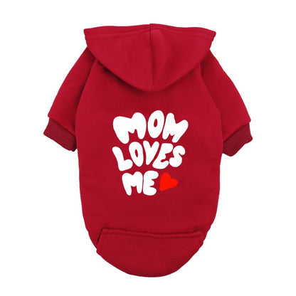Moletom para Cães "Mamãe Me Ama" - Suéter Vermelho para Pets com Estampa de Coração - Roupa Quentinha para Cães Pequenos e Filhotes - Presente "Eu Amo Minha Mamãe"