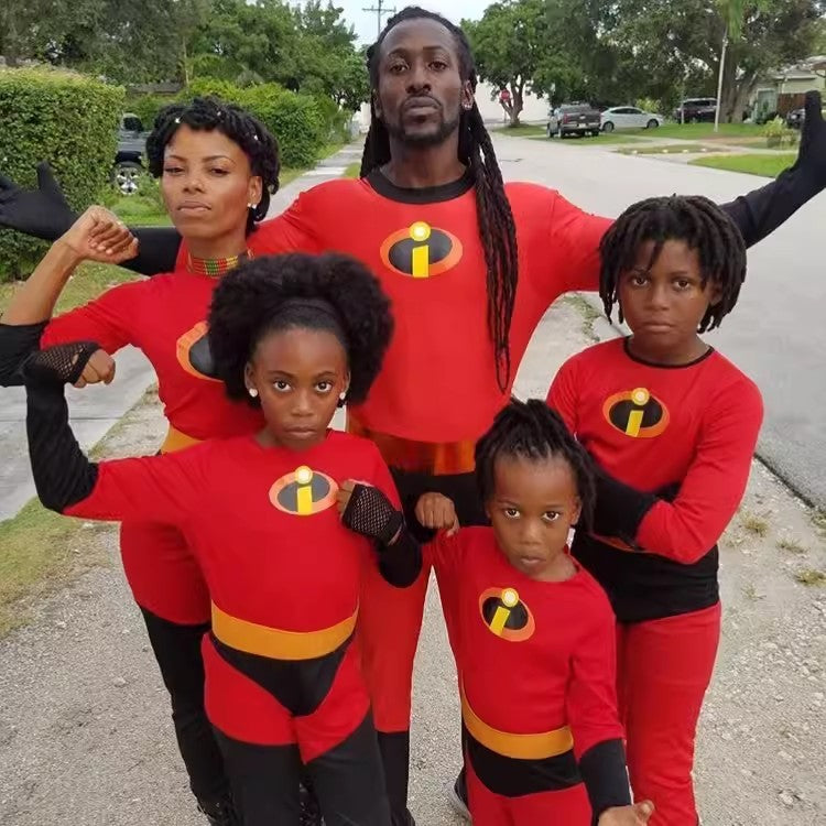Adult The Incredibles Cosplay Costume Anime The Incredibles Red Jumpsuit Bodysuit Mask Full Set Halloween Costumes for Men Women