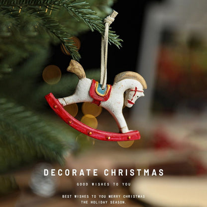 New Christmas Resin Pendant Horse Xmas Tree Decoration Christmas Socks Gift House DIY Kids Toys Gifts Xmas Ornaments