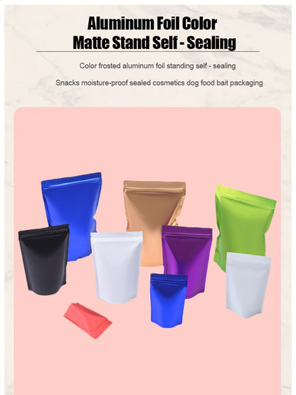 50Pcs/Lot Custom Printed With LOGO Resealable Mylar Bags Stand Up Ziplock Packaging Pouch