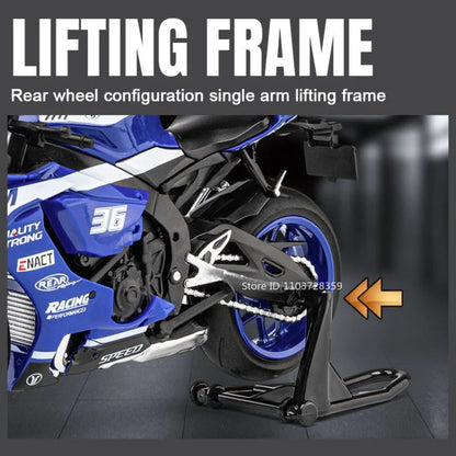 1:12 R1M R1 Modelo de Moto Brinquedos Liga Fundida Motocicletas em Miniatura Som Luz Amortecimento Simulação Motocicletas Presentes