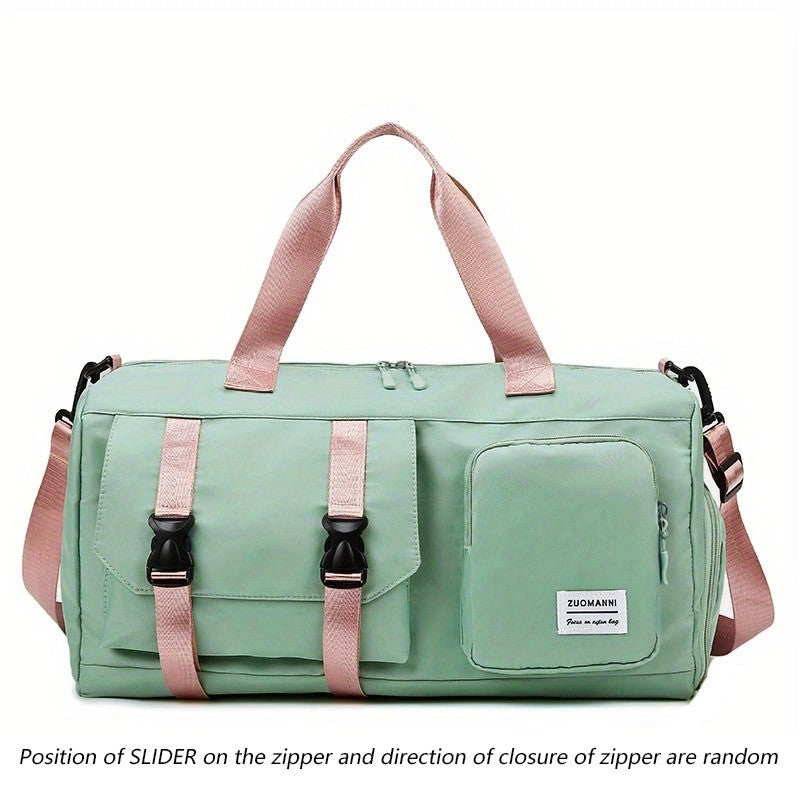 Women's Durable Nylon Sports Gym Bag with Shoe Compartment - Multifunctional Fitness Duffle for Yoga, Travel & Weekend Trips