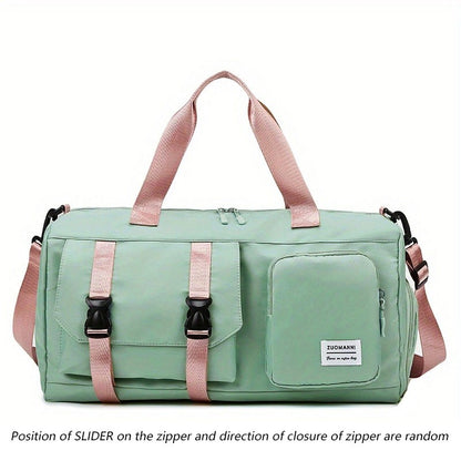 Women's Durable Nylon Sports Gym Bag with Shoe Compartment - Multifunctional Fitness Duffle for Yoga, Travel & Weekend Trips