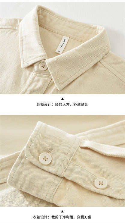 Autumn Winter men's long sleeve clothing cotton cargo shirts Solid workwear men tops Thickened shirt jacket for men 7569#