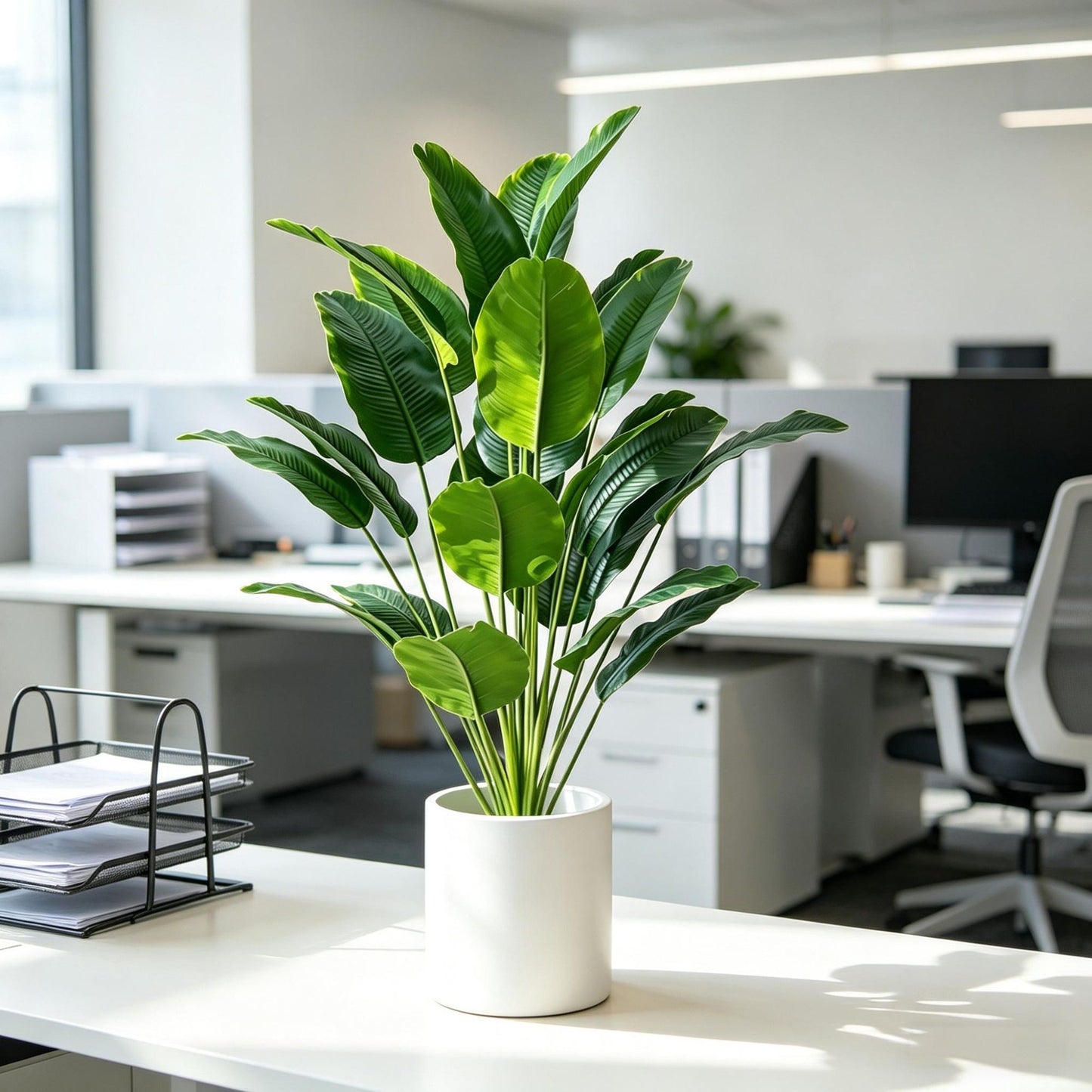67-112cm Large Artificial Plants Bird of Paradise Tree Tropical Fake Banana Leaves Plastic Palm Plants for Home Garden Decor