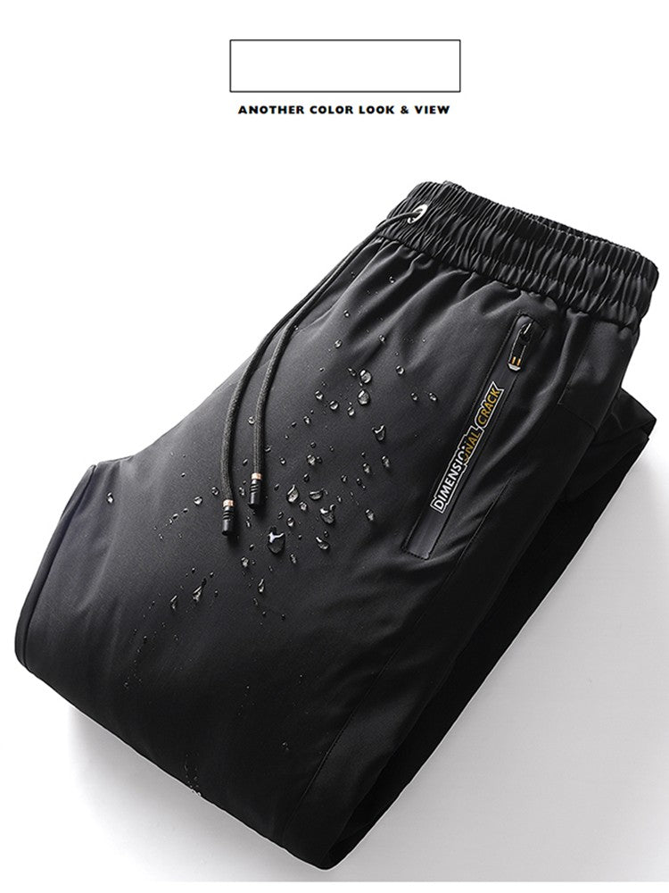 Autumn And Winter New Men's Solid Color Drawstring Pants Outdoor Fitness Jogging Pants Thickened Big Yards Down Pants