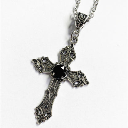 Colares com Pingente Grande de Cruz Punk Cristal para Mulheres Homens Gótico Corrente Clavicular Cruz Irregular Coleção Outono/Inverno Joias