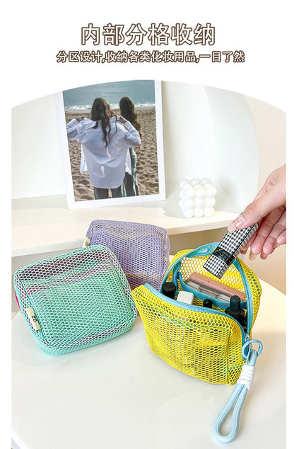 Tofu Bag Mini Zero Wallet Large Capacity Net Fabric Makeup Bag Dopamine Net Fabric Lady's Purse Colorful