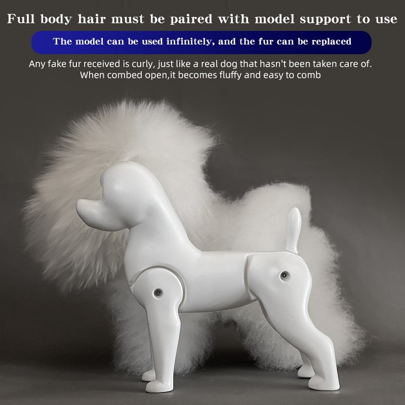 Standard Bichon Pet Simulation model Dog for Grooming Practice Fake Hair Trim And Style Must Be Used with Skeleton Model