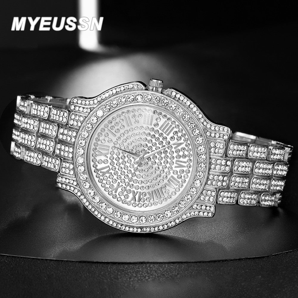 Popular Iced Out Watch Men Luxury Full Diamond Women Watches CZ Quartz Men's Watch Waterproof Hip Hop Male Clock Gift Jewelry
