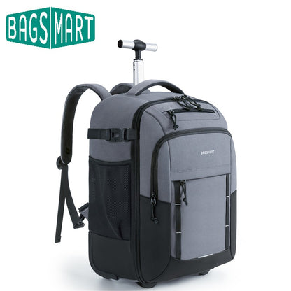 BAGSMART 17" Wheeled Laptop Backpack 40L Carry-On Water-Resistant Rolling Trolley Bag for Travel Work College Men Women
