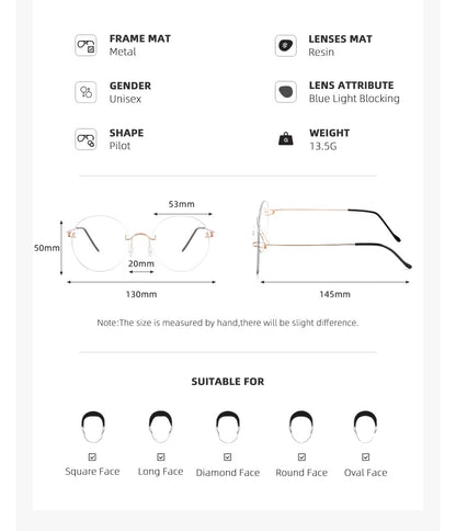 Round Blue Light Glasses Women Screwless Eyeglasses Frame Men 2025 New Women Round Denmark Korean Glasses Frame Vintage Eyewear