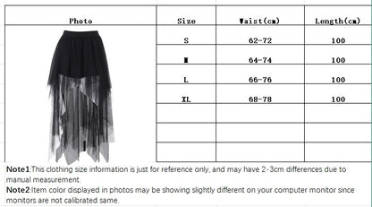 Sexy Net Yarn High-Waisted Irregular Skirt for Women Summer New European and Ame