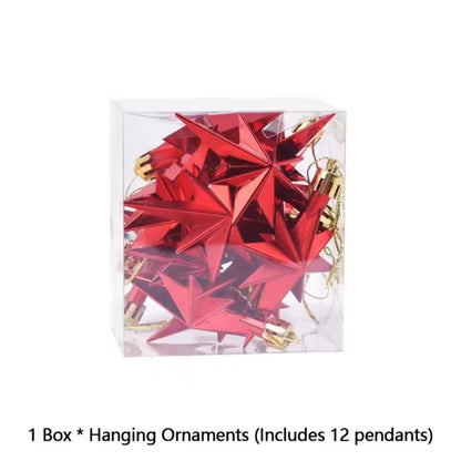 6/12pcs Plastic Christmas Hanging Ornaments Glittering Star Shaped Xmas Tree Pendant DIY Party Supplies Festival Decorations