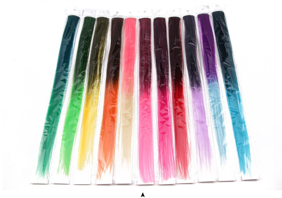 Apliques Sintéticos Presilha de Uma Peça Extensões de Cabelo Arco-Íris Cabelo Sintético Liso Peças de Cabelo de 45cm Longo Ombré Rosa Roxo Vermelho Azul