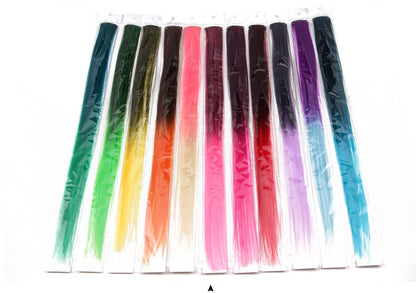 Apliques Sintéticos Presilha de Uma Peça Extensões de Cabelo Arco-Íris Cabelo Sintético Liso Peças de Cabelo de 45cm Longo Ombré Rosa Roxo Vermelho Azul