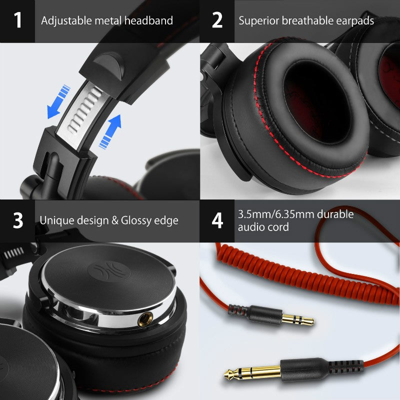Oneodio Fone de Ouvido DJ Profissional com Fio Studio Pro 50 com Microfone Over Ear HiFi Monitor Fone de Ouvido para Telefone PC
