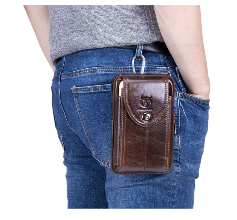 BULLCAPTAIN  MEN'S Leather BELT WAIST Bag Military Fanny PACK Molle Small Money Phone WAIST PACK Bum Pouch PURSE