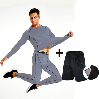 Thermal Man Underwear Set Spi/Der Compression T Shirt Leggings Yoga Sets Fitness