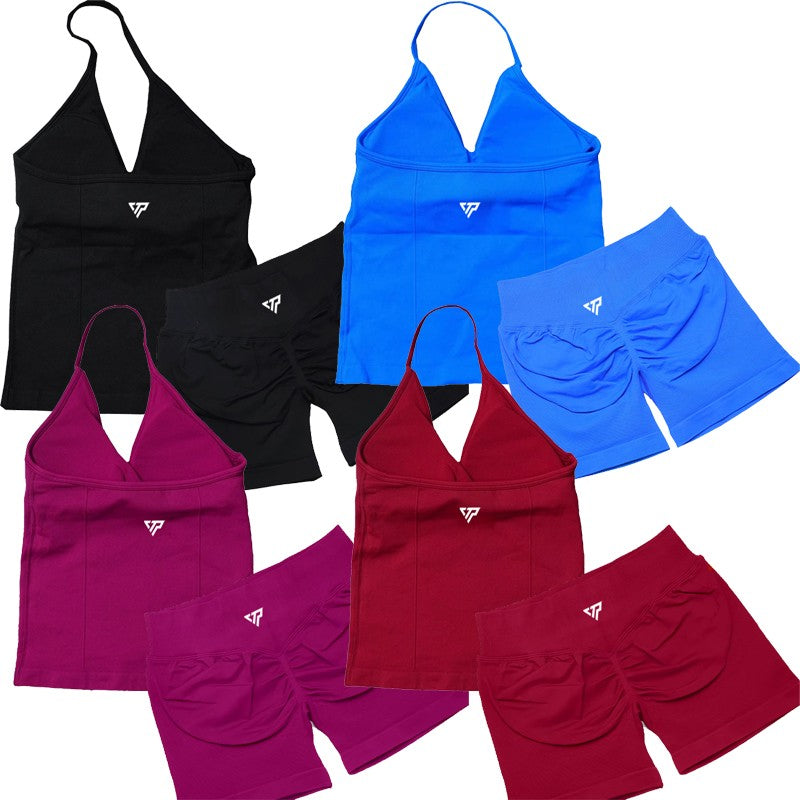 Women's Sports Gym 2-piece Set Vest High Waist Seamless Shorts Gym Wear Sportswear Essential for Workout