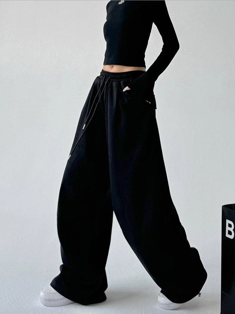 Y2K Harajuku Wide Leg Sweatpants Women Streetwear Baggy Oversize Gray Sports Pants High Waist Drawstring Casual Joggers Trousers