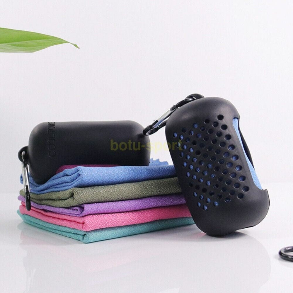Mini Quick Dry Fitness Cool Towel With Towel Silicone Bag Microfiber Sports Quick Dry Cool Towel Portable Quick Drying Towel