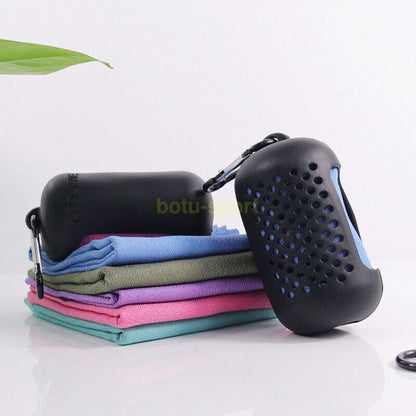 Mini Quick Dry Fitness Cool Towel With Towel Silicone Bag Microfiber Sports Quick Dry Cool Towel Portable Quick Drying Towel