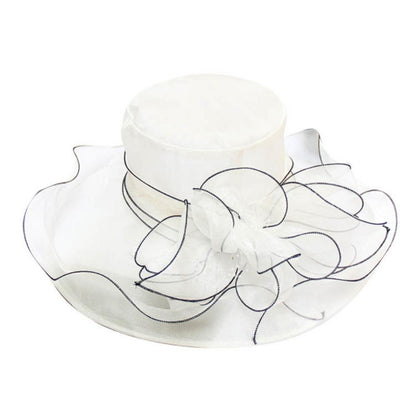 Chapéu Dobrável Feminino de Organza Floral para Igreja, Kentucky, Chá, Chapéu de Sol Elegante Fascinator para Cerimônia de Casamento Feminino