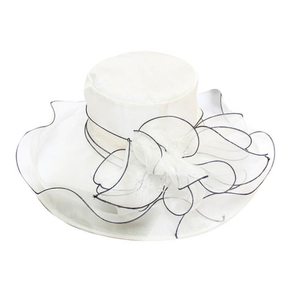 Chapéu Dobrável Feminino de Organza Floral para Igreja, Kentucky, Chá, Chapéu de Sol Elegante Fascinator para Cerimônia de Casamento Feminino