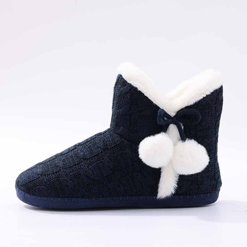 Litfun Winter Warm Plush Boots For Women Outdoor Soft Sole Non-slip Knit Furry Snow Boots Indoor Cozy Fur House Cotton Slippers