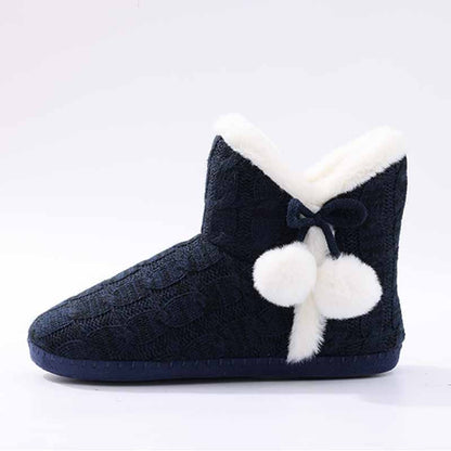 Litfun Winter Warm Plush Boots For Women Outdoor Soft Sole Non-slip Knit Furry Snow Boots Indoor Cozy Fur House Cotton Slippers