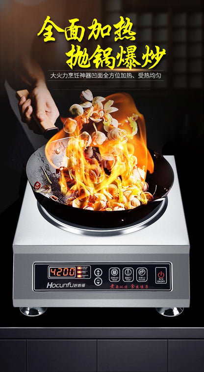 Fogão de indução comercial 3500W côncavo de alta potência fogão elétrico de fritar 4200W wok elétrico fogão de indução