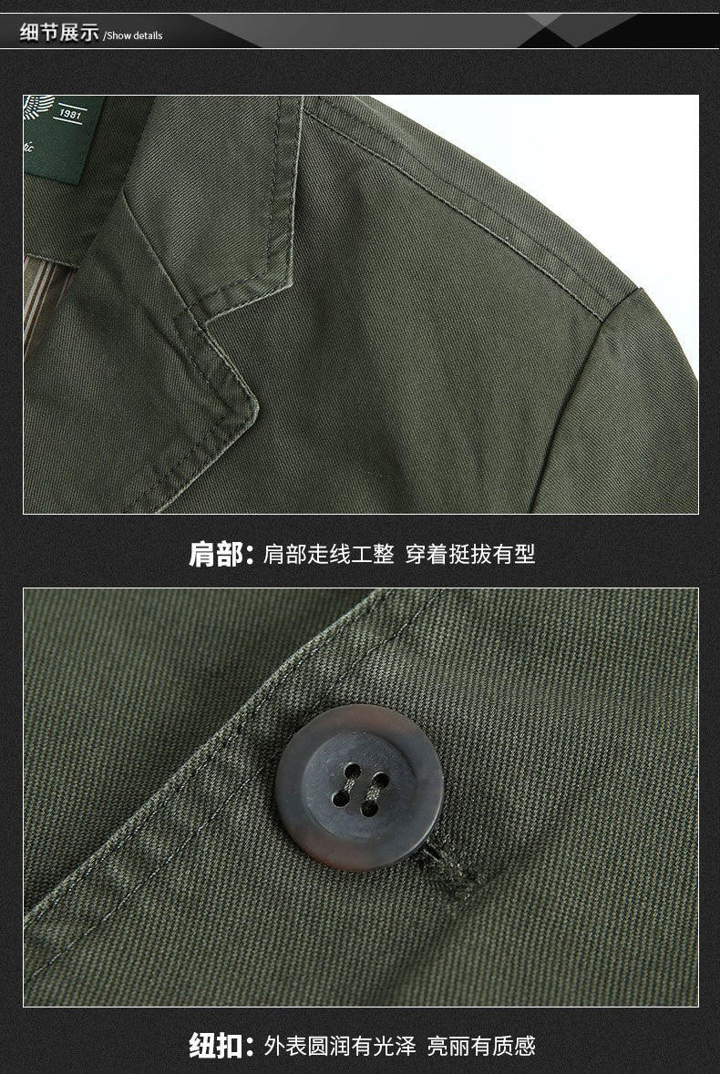 Men Blazer Middle-aged Loose Men Fashion Business British Style Casual Suit Three Button Cotton Casual Clothes Single West Coat