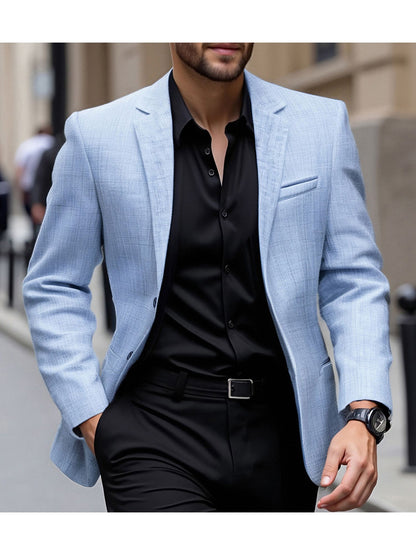 Men s Casual Blazer Single Button Stylish Solid Lapel V Neck Long Sleeve Sport Coats for Spring and Fall