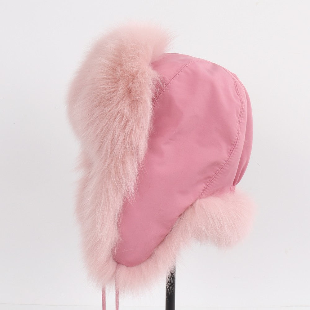 2025 Novo Chapéu Feminino Ushanka Russo de Pele de Raposa Natural Inverno Grosso Quente Orelhas Moda Chapéu Bomber Senhora Gorro Genuíno de Pele de Raposa Real