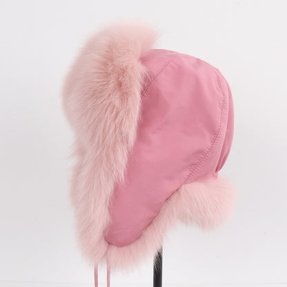 2025 Novo Chapéu Feminino Ushanka Russo de Pele de Raposa Natural Inverno Grosso Quente Orelhas Moda Chapéu Bomber Senhora Gorro Genuíno de Pele de Raposa Real