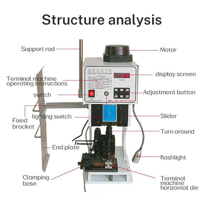 Zten 1.5T 2T Automatic Flat Cable Electric Crimper Tool Low Noise Wire Terminals Crimping Machine Multiple Connectors Support