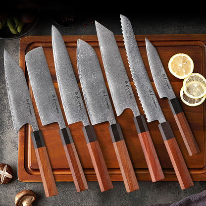 TURWHO Hand Forged Japanese Kitchen Knives Damascus Chef Knife High Carbon VG10 Steel Santoku Nakiri Bread Utility Handmad Knife