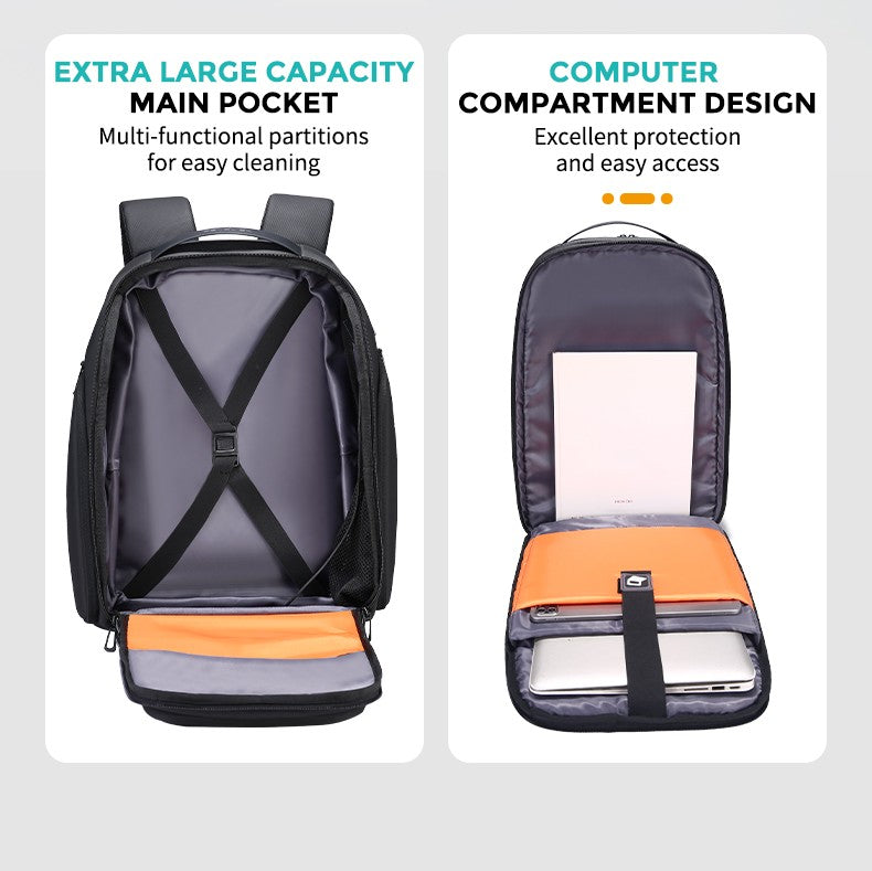 Fenruien Men 36L Business Backpack USB Waterproof  Multi Pocket Backpacks Fit 17.3 Inch Laptop