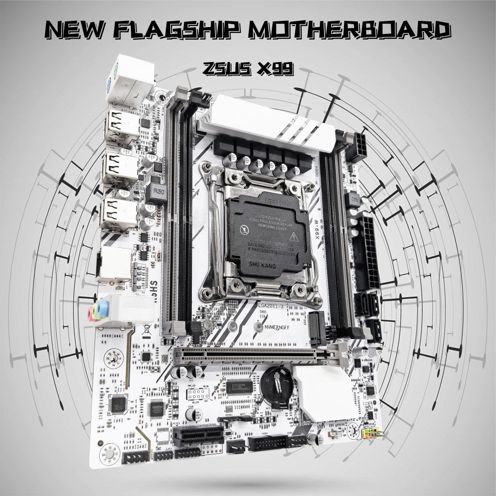 ZSUS X99-W Motherboard Set Kit With LGA2011-3 Xeon E5 2640 V4 CPU DDR4 16GB (1*16GB) 2133MHZ RAM Memory NVME M.2 SATA