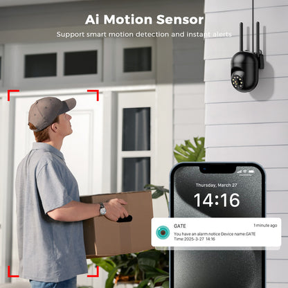 2pcs-Pack iCSee 5MP Mini PTZ WiFi IP Camera with AI Human Detection Color Night Vision for Outdoor Video Surveillance 4MP 2MP