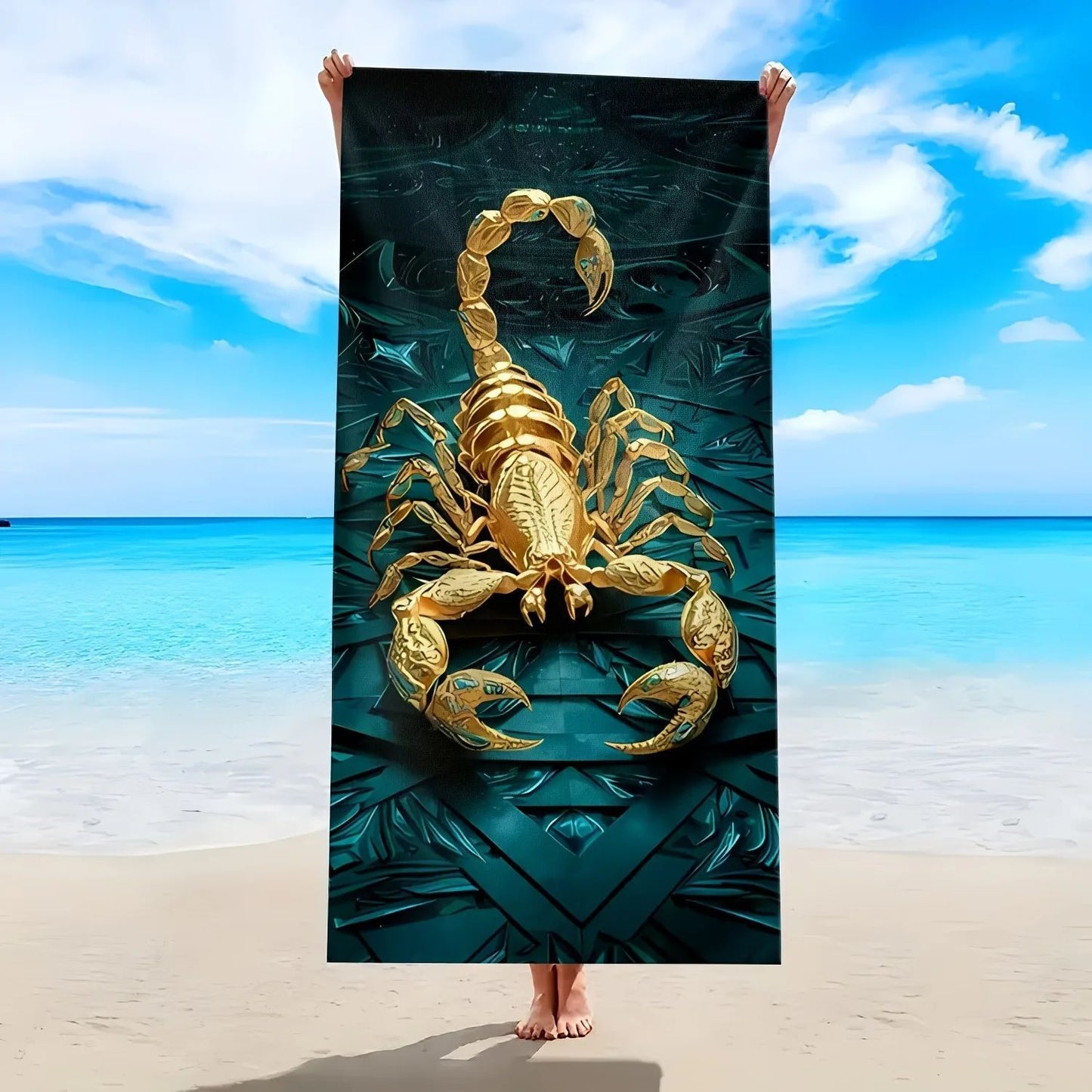 Golden Scorpion Beach Towel: A Striking Accessory for Your Next Beach Adventure! Suitable for towels, bath towels, beach towels