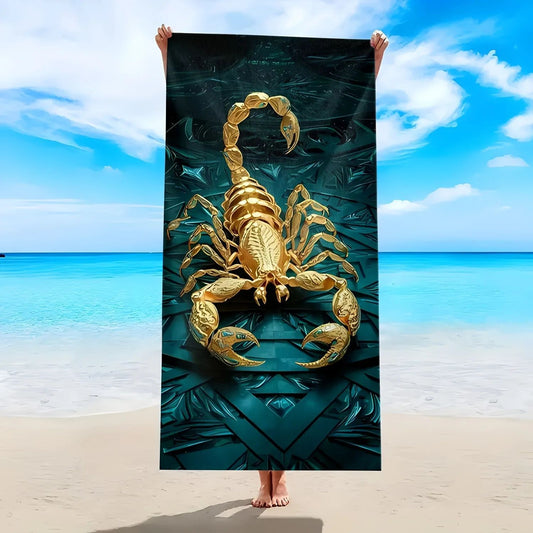 Golden Scorpion Beach Towel: A Striking Accessory for Your Next Beach Adventure! Suitable for towels, bath towels, beach towels
