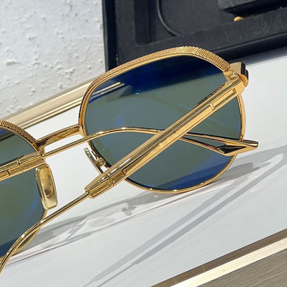 Óculos de Sol INS Gold Green de Luxo Masculino, Design de Marca, Oval, Liga, Alta Qualidade, Feminino, Pernas Duplas Especiais, Lentes Intercambiáveis, Proteção UV400