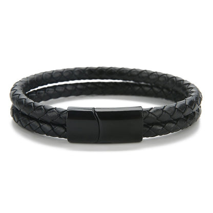 New Vintage Double Layer Braided Leather Bracelet for Men Women Magnetic Clasps Bracelets Punk Charm Men Fashion Jewelry