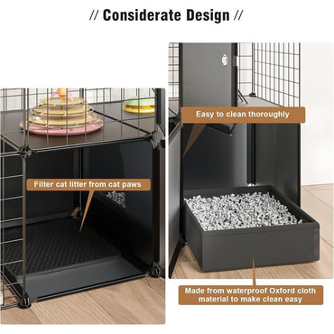 Recinto Multifuncional para Gatos de 3 Níveis: Cercadinho Interno/Externo com Caixa de Areia e Gaiola de Metal Destacável
